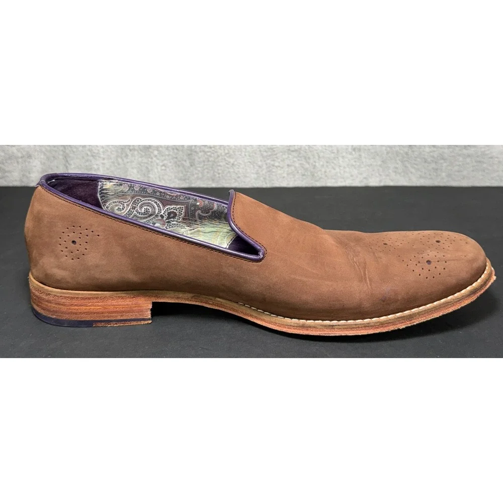 Robert Graham MOMA Loafers Mens Size 11.5 D Brown Purple Leather Paisley IN1002